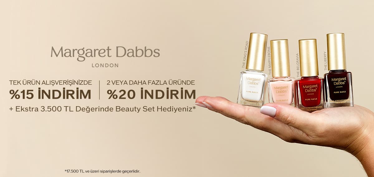 MARGARET DABBS LONDON ÜRÜNLERİNDE TEK ÜRÜNDE %15 İKİ VE ÜZERİ ÜRÜNLERDE %20 İNDİRİM FIRSATI