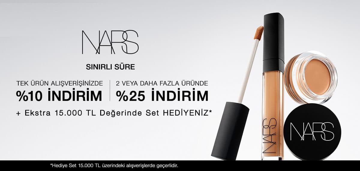 NARS ÜRÜNDE %10 +İKİ VE ÜZERİ ÜRÜNLERDE %25 İNDİRİM +EKSTRA HEDİYE FIRSATI