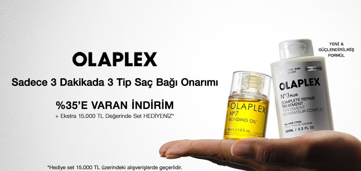 OLAPLEX TEK ÜRÜNDE %20 +İKİ VE ÜZERİ ÜRÜNLERDE %25 İNDİRİM +EKSTRA HEDİYE FIRSATI