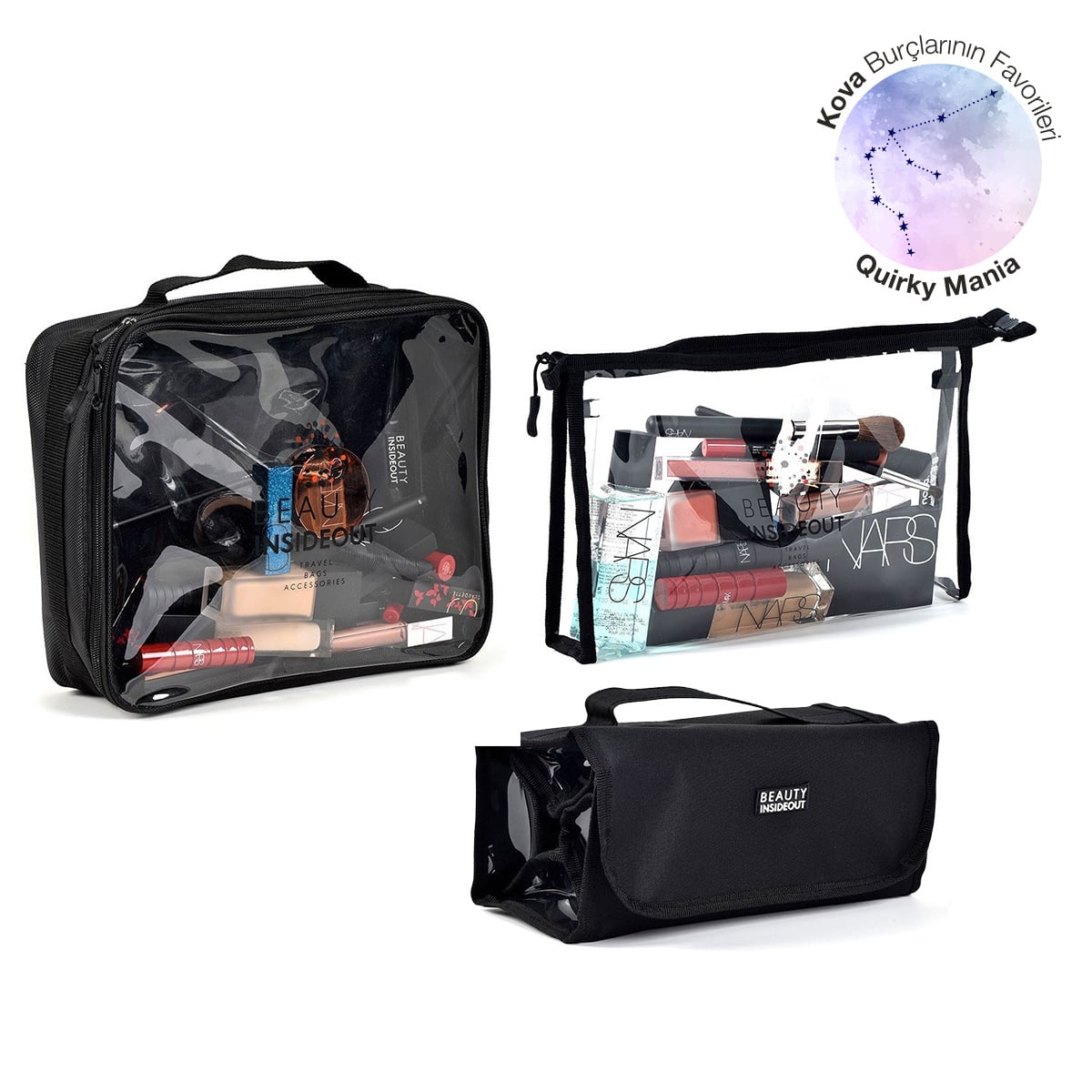 Çok Amaçlı Üçlü Seyahat & Makyaj Çantası Seti