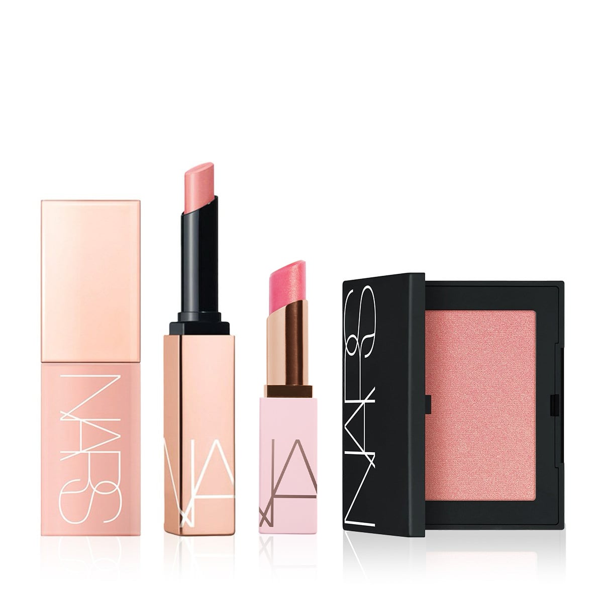 İkonik Orgasm Rengine Sahip Likit ve Toz Allık & Ruj & Lip Balm Seti